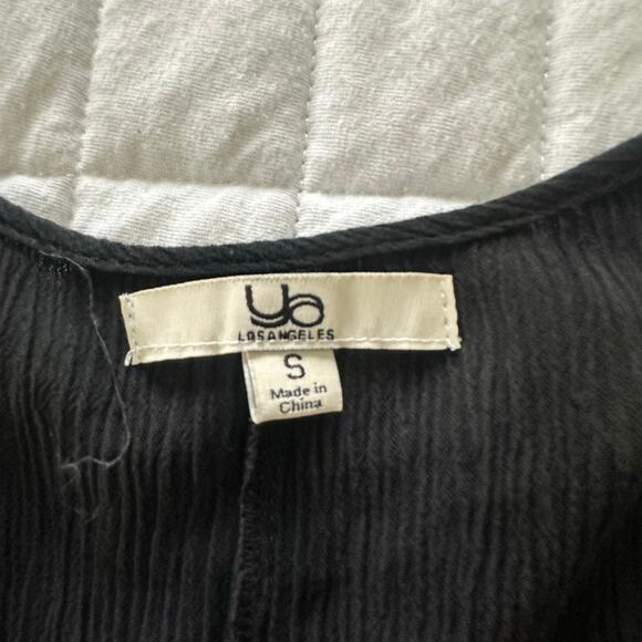 Ya Top Womens Black Small Crinkle Gauzy Tank Retro Bohemian Grunge Festival - Picture 7 of 10